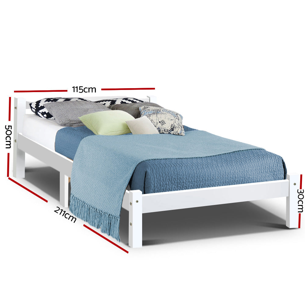 Artiss Bed Frame King Single Size Wooden White LEXI Chez Guru