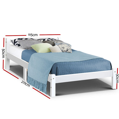 Artiss Bed Frame King Single Size Wooden White LEXI Chez Guru