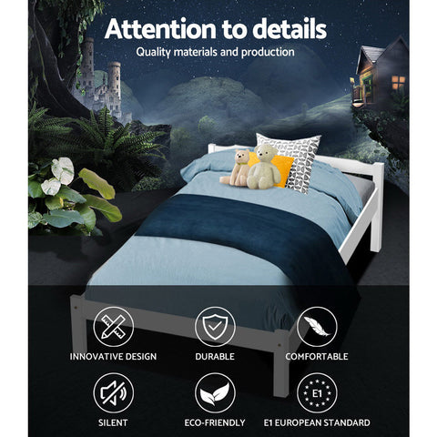 Artiss Bed Frame King Single Size Wooden White LEXI Chez Guru