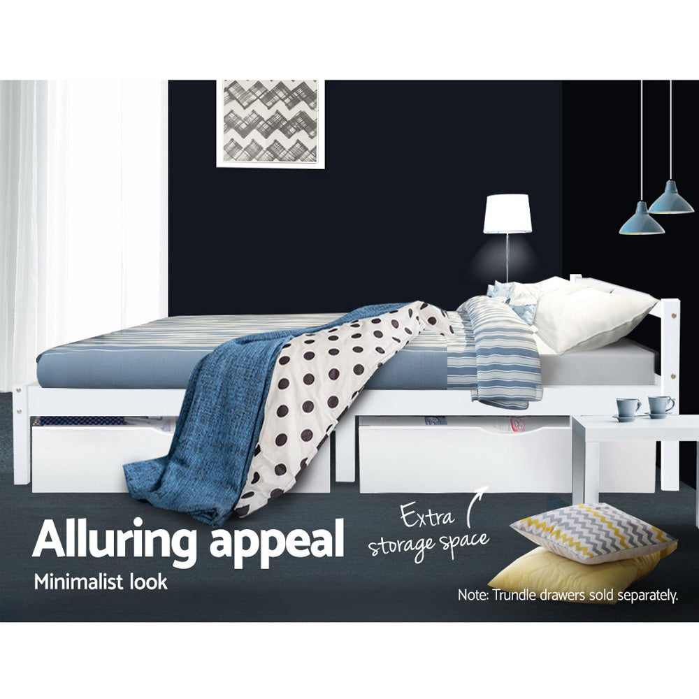 Artiss Bed Frame King Single Size Wooden White LEXI Chez Guru