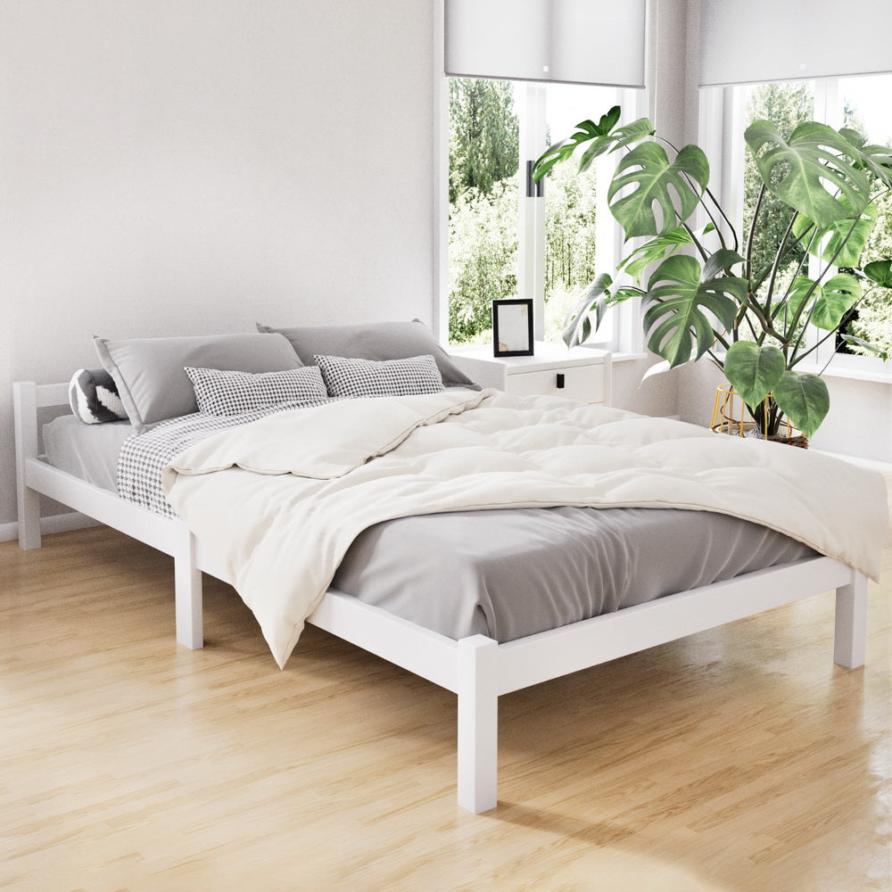 Artiss Bed Frame King Single Size Wooden White LEXI Chez Guru