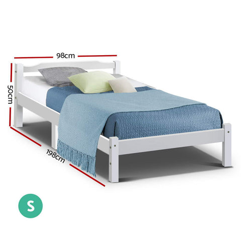 Artiss Bed Frame Single Size Wooden White LEXI Chez Guru