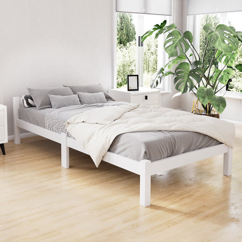 Artiss Bed Frame Single Size Wooden White LEXI Chez Guru