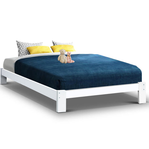 Artiss Bed Frame Double Size Wooden White JADE Chez Guru