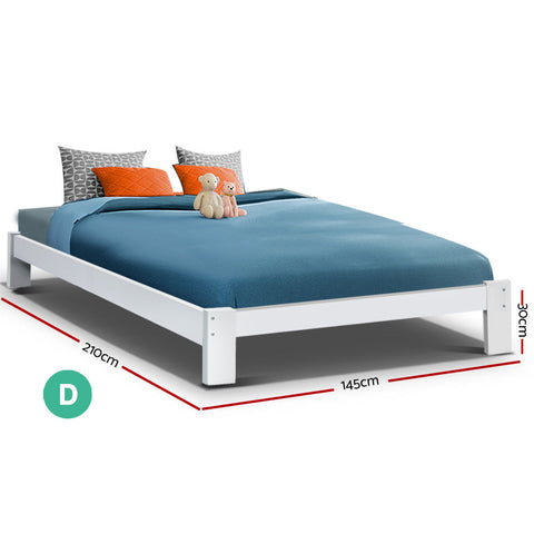 Artiss Bed Frame Double Size Wooden White JADE Chez Guru