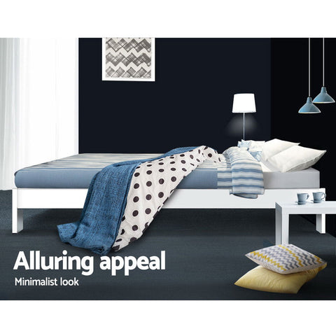 Artiss Bed Frame Double Size Wooden White JADE Chez Guru