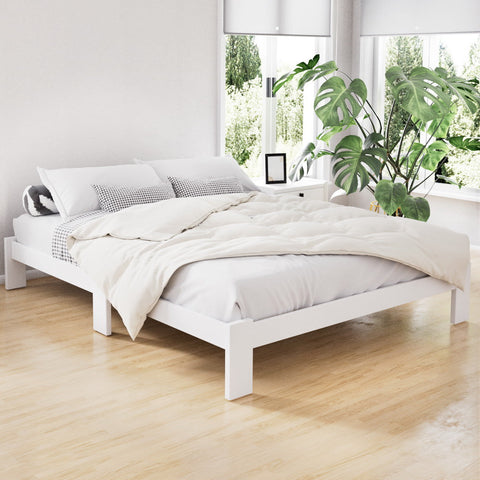 Artiss Bed Frame Double Size Wooden White JADE Chez Guru