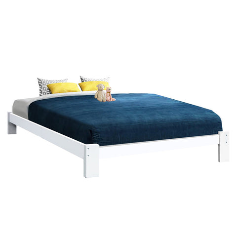 Artiss Bed Frame Queen Size Wooden White JADE Chez Guru