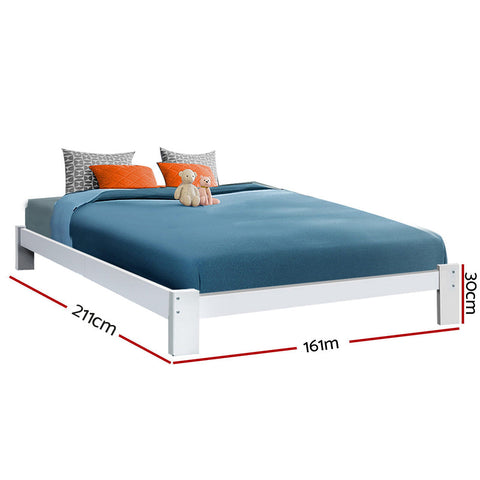 Artiss Bed Frame Queen Size Wooden White JADE Chez Guru