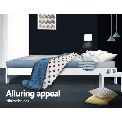 Artiss Bed Frame Queen Size Wooden White JADE Chez Guru