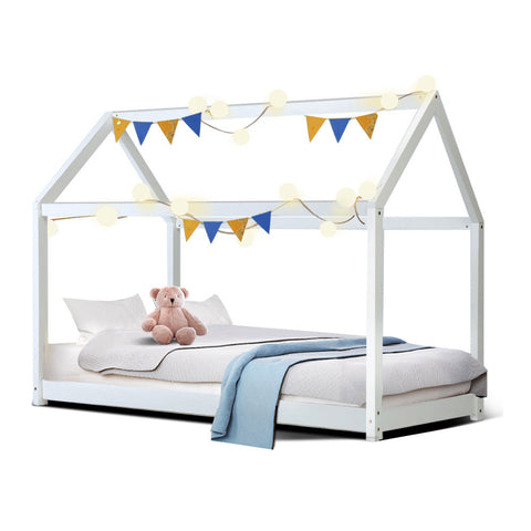 Artiss Bed Frame Wooden Kids House Frame White CASA Chez Guru