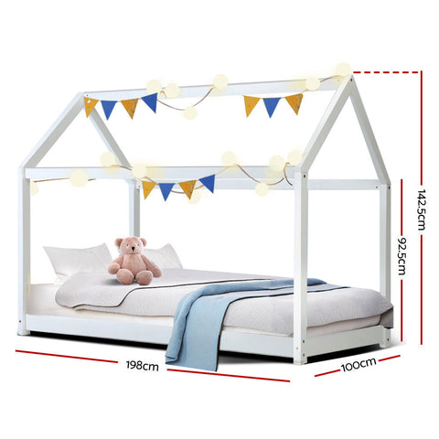 Artiss Bed Frame Wooden Kids House Frame White CASA Chez Guru