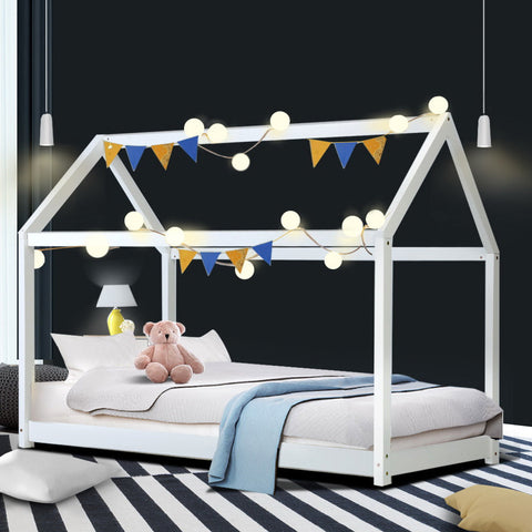 Artiss Bed Frame Wooden Kids House Frame White CASA Chez Guru