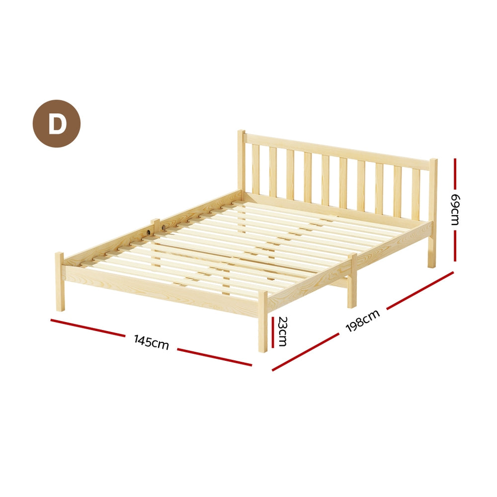 Artiss Bed Frame Double Size Wooden Oak SOFIE Chez Guru