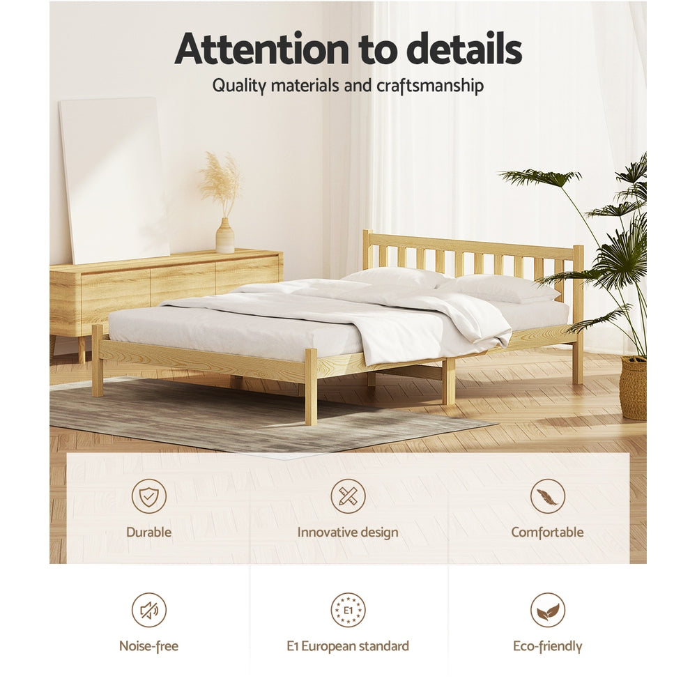 Artiss Bed Frame Double Size Wooden Oak SOFIE Chez Guru