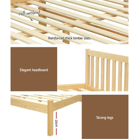 Artiss Bed Frame Double Size Wooden Oak SOFIE Chez Guru