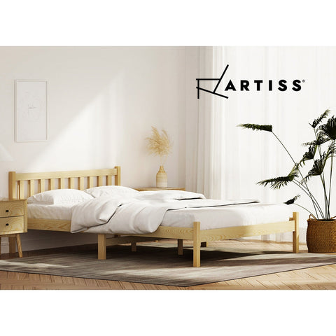 Artiss Bed Frame Double Size Wooden Oak SOFIE Chez Guru