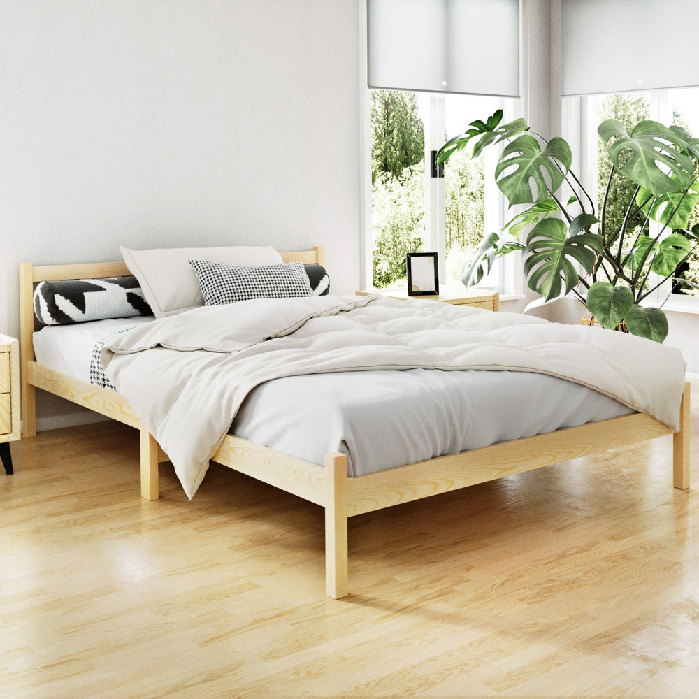 Artiss Bed Frame Double Size Wooden Oak SOFIE Chez Guru
