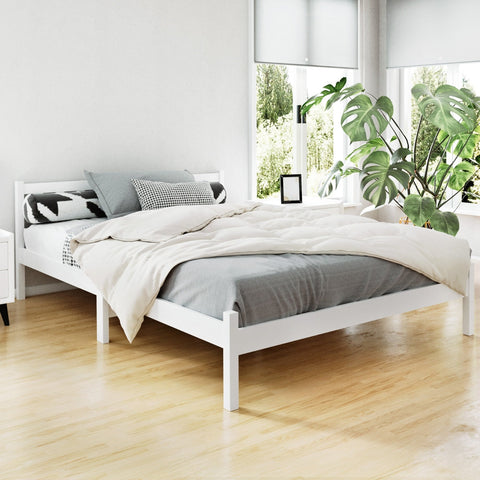 Artiss Bed Frame Double Size Wooden White SOFIE Chez Guru