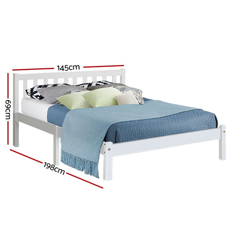 Artiss Bed Frame Double Size Wooden White SOFIE Chez Guru