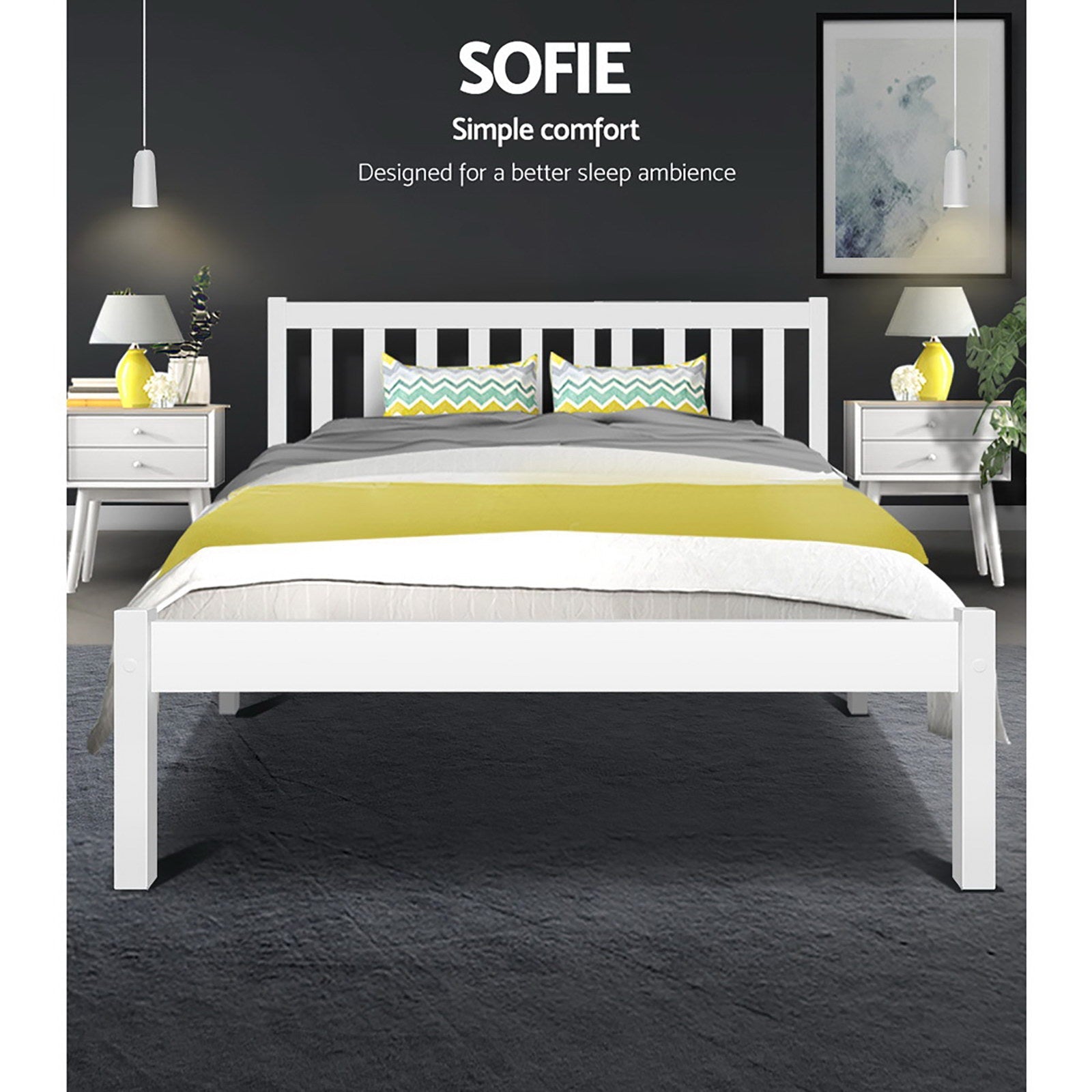 Artiss Bed Frame Double Size Wooden White SOFIE Chez Guru