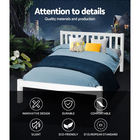 Artiss Bed Frame Double Size Wooden White SOFIE Chez Guru