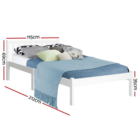 Artiss Bed Frame King Single Size Wooden White SOFIE Chez Guru