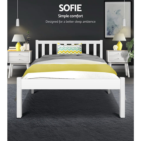 Artiss Bed Frame King Single Size Wooden White SOFIE Chez Guru