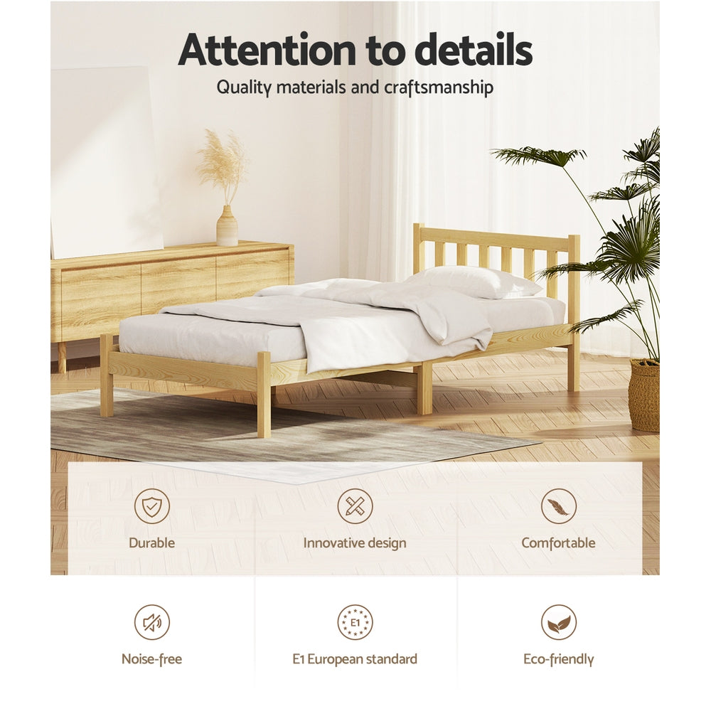 Artiss Bed Frame Single Size Wooden Oak SOFIE Chez Guru