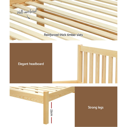 Artiss Bed Frame Single Size Wooden Oak SOFIE Chez Guru