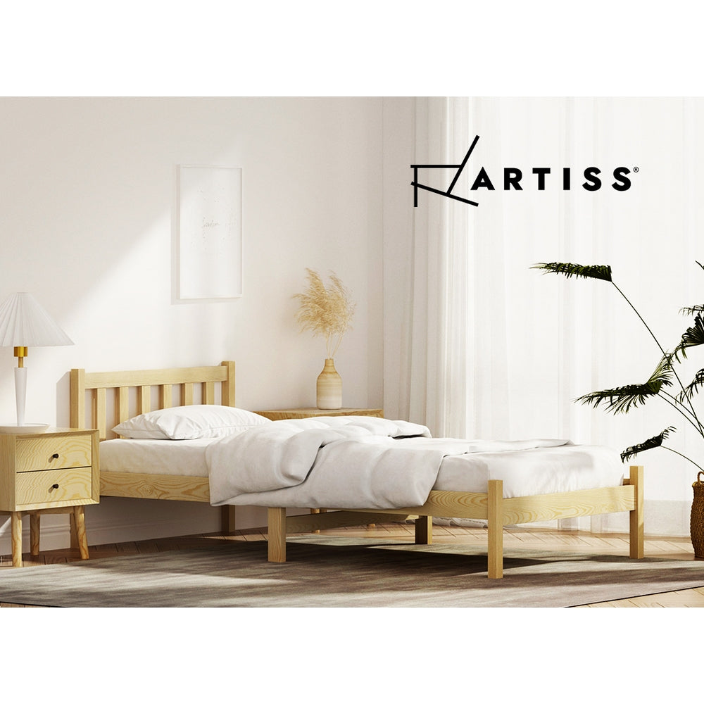 Artiss Bed Frame Single Size Wooden Oak SOFIE Chez Guru