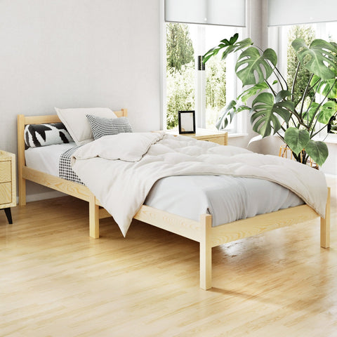 Artiss Bed Frame Single Size Wooden Oak SOFIE Chez Guru