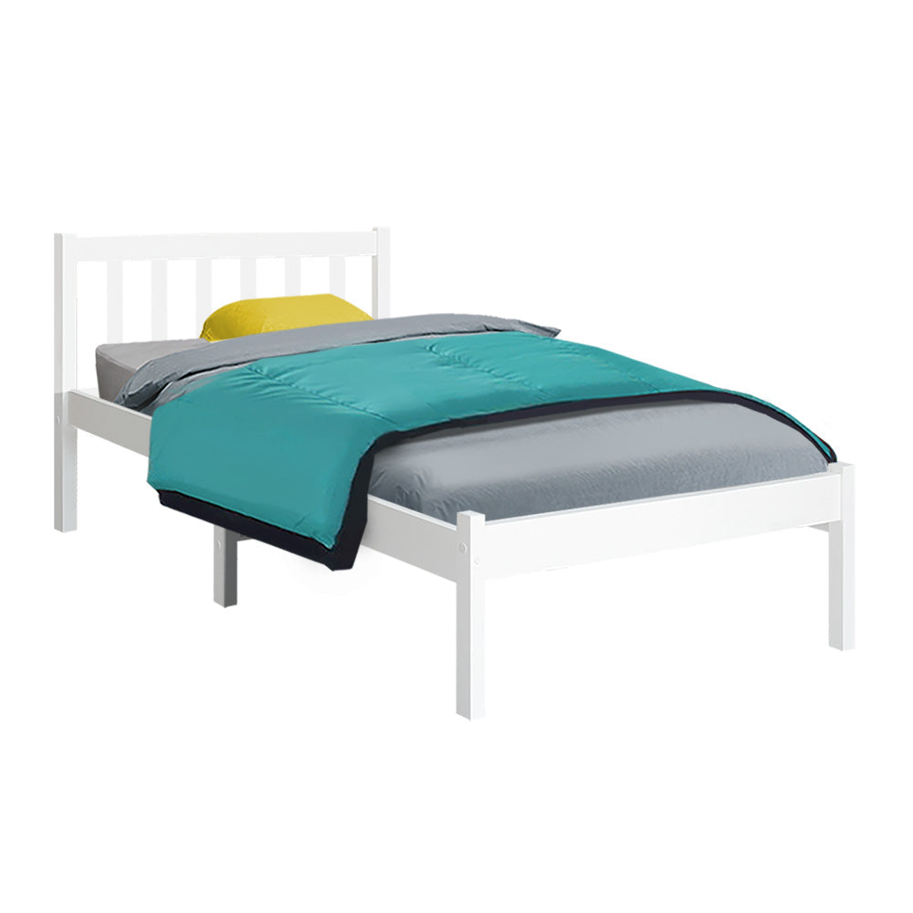 Artiss Bed Frame Single Size Wooden White SOFIE Chez Guru