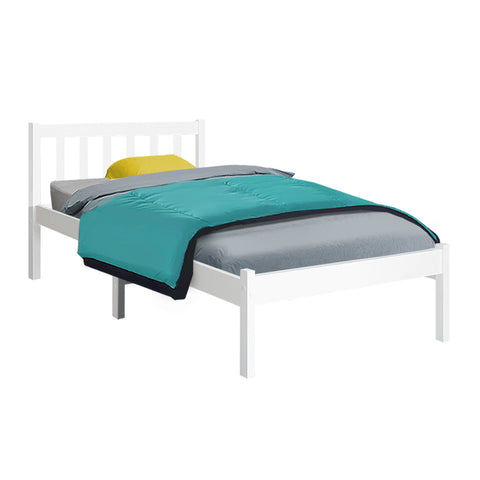 Artiss Bed Frame Single Size Wooden White SOFIE Chez Guru