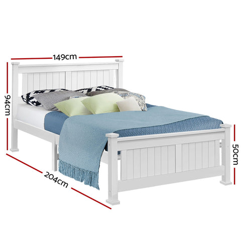 Artiss Bed Frame Double Size Wooden White RIO Chez Guru