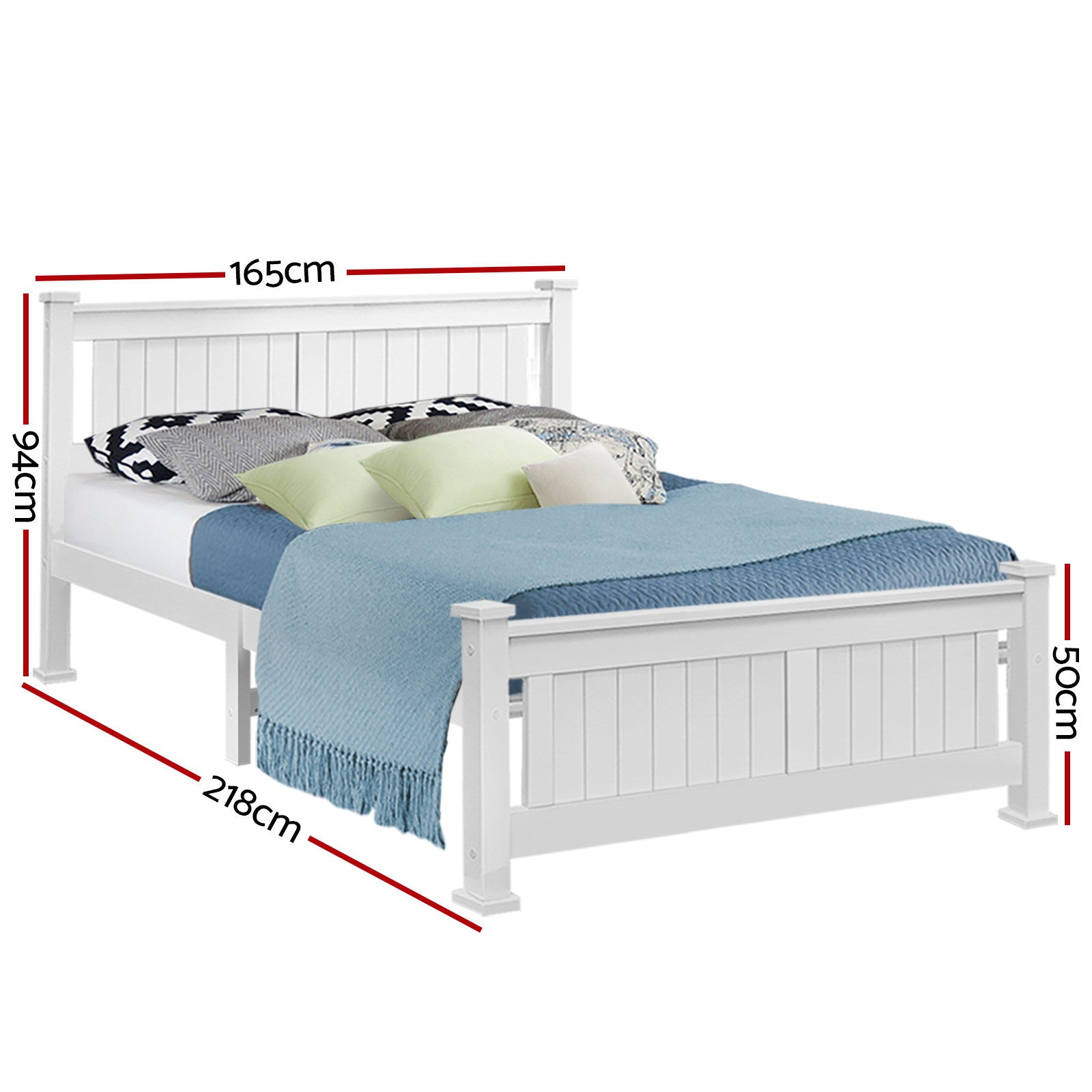 Artiss Bed Frame Queen Size Wooden White RIO Chez Guru