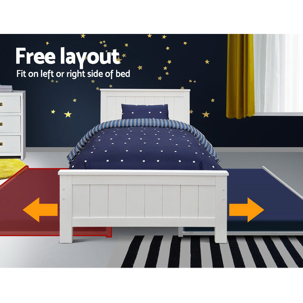 Artiss Bed Frame King Single Size Wooden Trundle Daybed White ELVIS Chez Guru