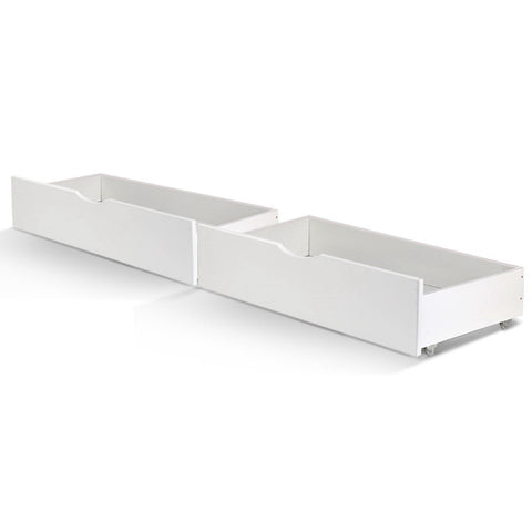 Artiss 2x Bed Frame Storage Drawers Trundle White Chez Guru