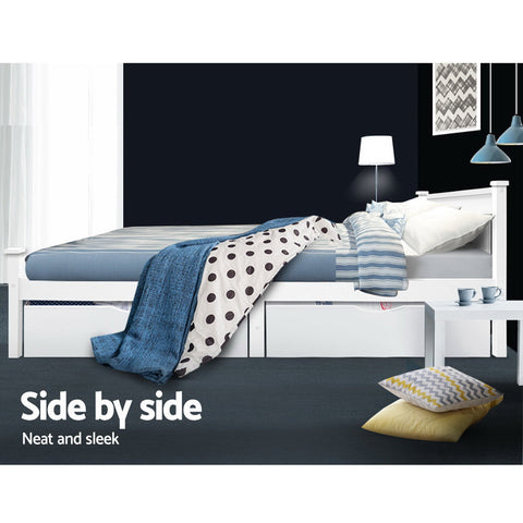 Artiss 2x Bed Frame Storage Drawers Trundle White Chez Guru