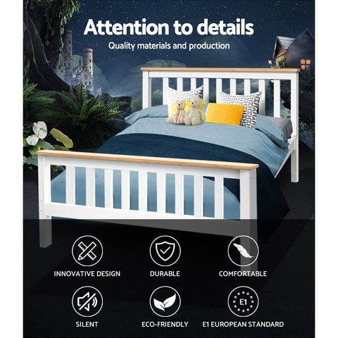 Artiss Bed Frame Double Size Wooden White PONY Chez Guru