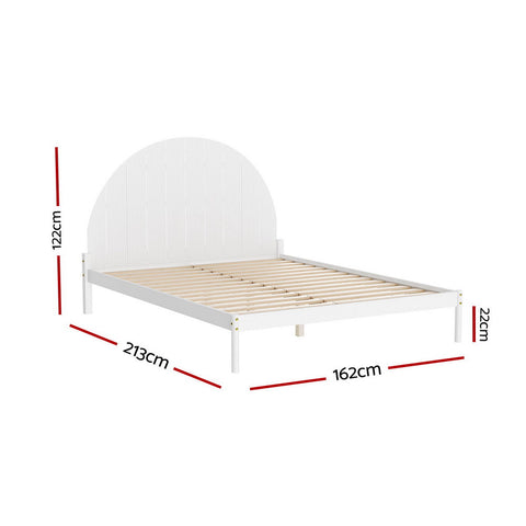 Artiss Bed Frame Queen Size Wooden White DALY Chez Guru