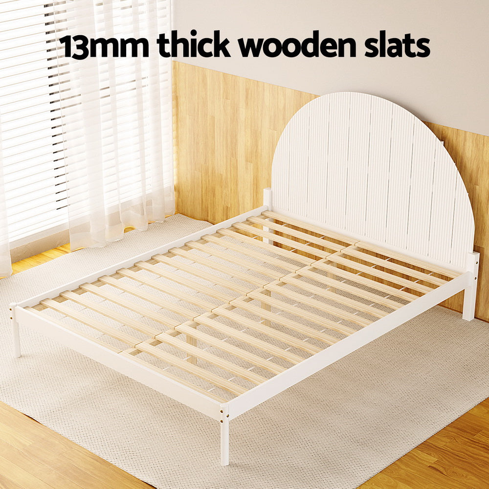 Artiss Bed Frame Queen Size Wooden White DALY Chez Guru