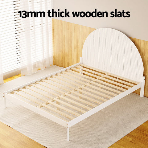 Artiss Bed Frame Queen Size Wooden White DALY Chez Guru
