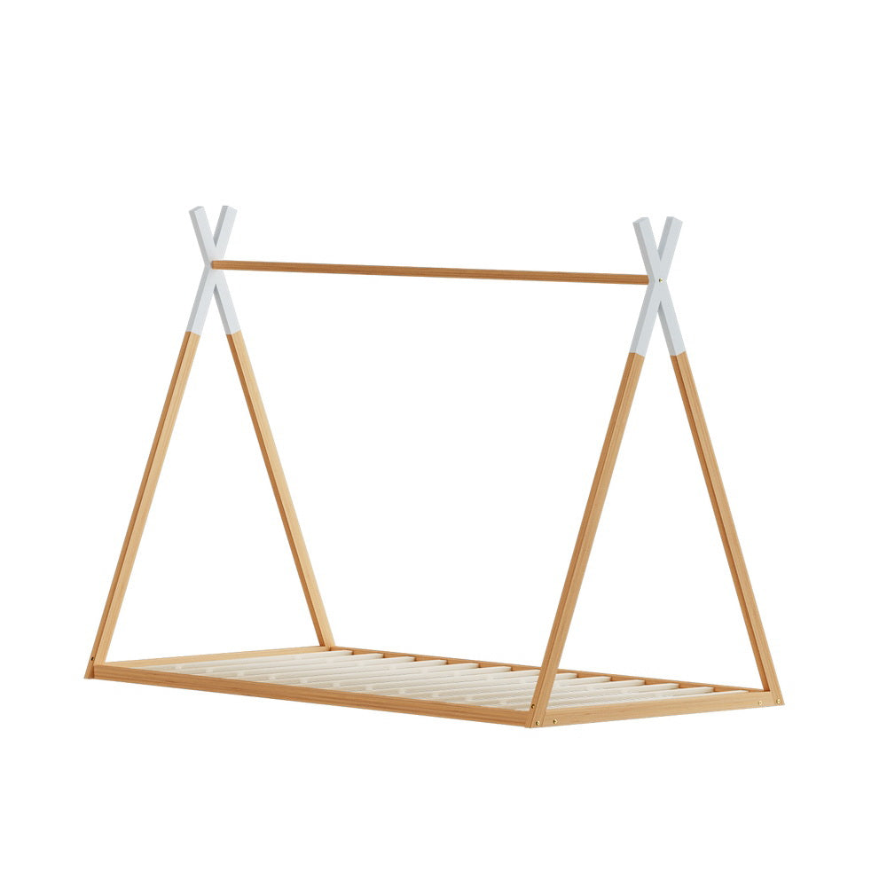 Artiss Bed Frame Wooden Kids House Single Frame Oak ENID Chez Guru