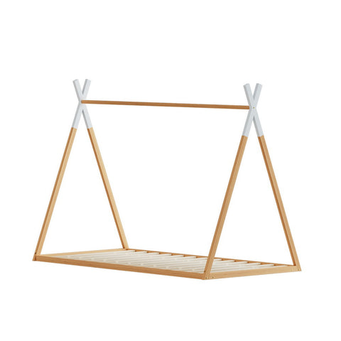 Artiss Bed Frame Wooden Kids House Single Frame Oak ENID Chez Guru