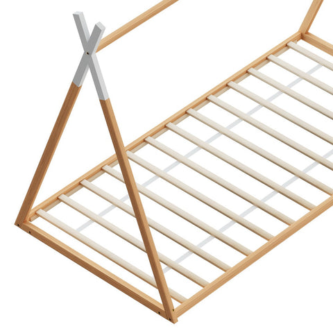 Artiss Bed Frame Wooden Kids House Single Frame Oak ENID Chez Guru