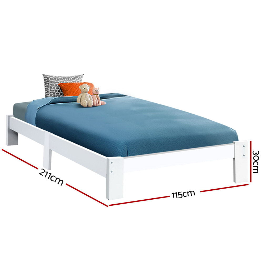 Artiss Bed Frame King Single Size Wooden White JADE Chez Guru