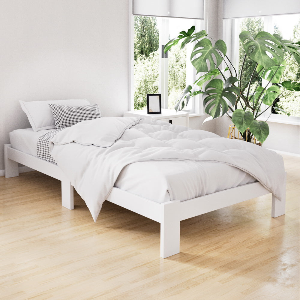 Artiss Bed Frame King Single Size Wooden White JADE Chez Guru
