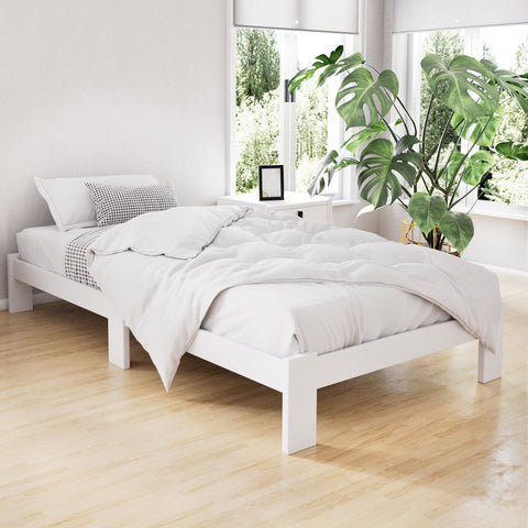 Artiss Bed Frame King Single Size Wooden White JADE Chez Guru