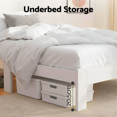 Artiss Bed Frame Single Size Wooden White JADE